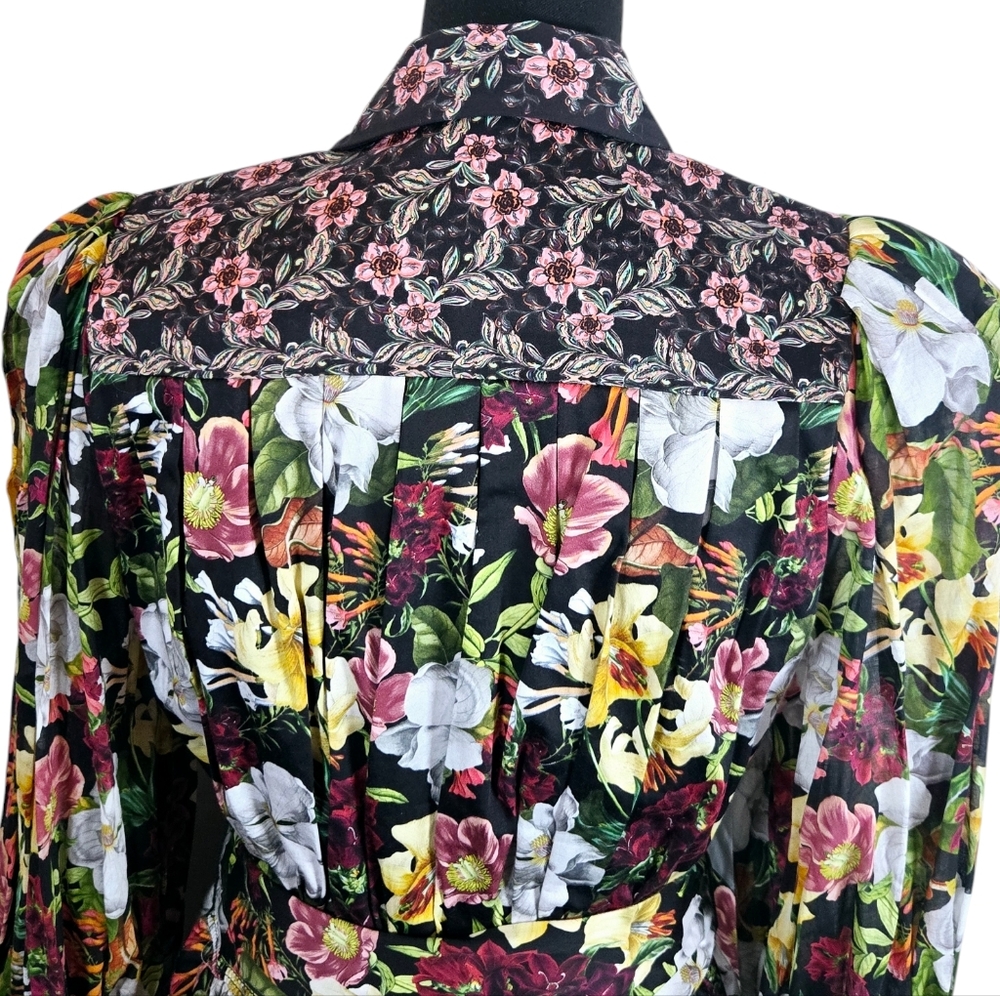 Alice + Olivia Black Floral Mini Dress with White, Yellow & Pink Blooms - Picture 3 of 15